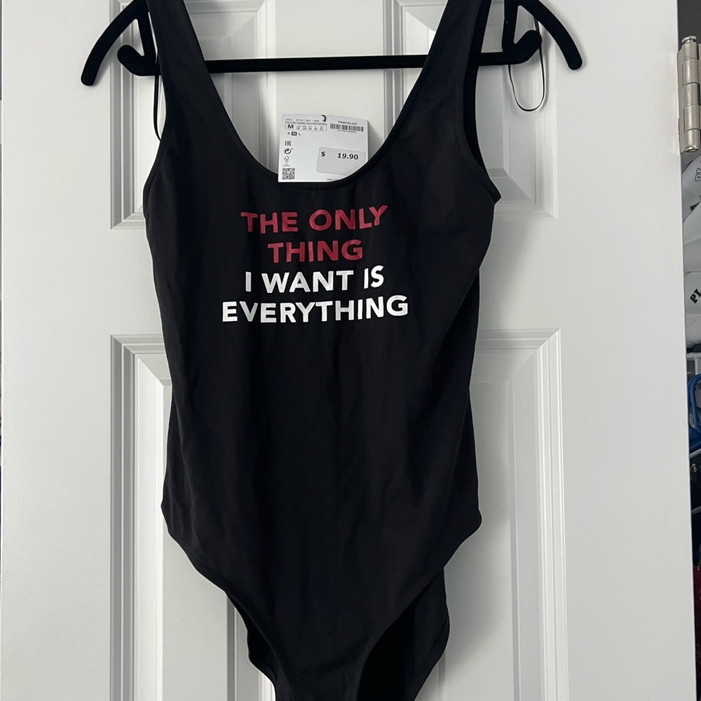 New with tags. Zara bodysuit. Black. Sleeveless.